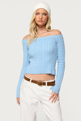 Taniza Off Shoulder Cable Knit Sweater
