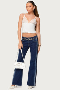 Airbrushed Low Rise Flared Jeans