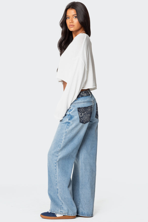 Bandana Bliss Low Rise Baggy Jeans