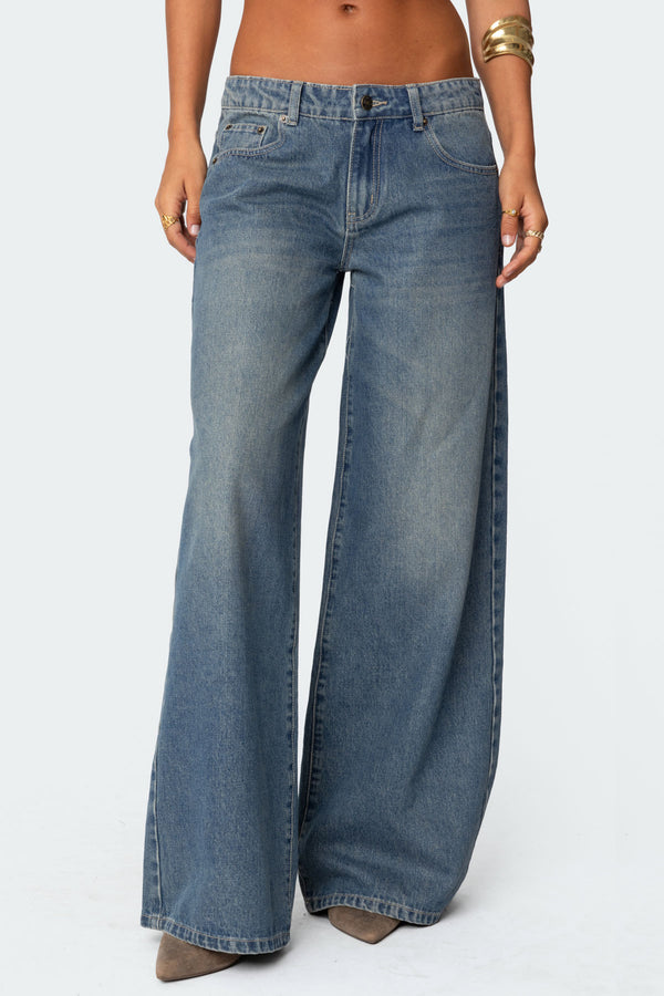 Vyxen Vintage Washed Low Rise Baggy Jeans