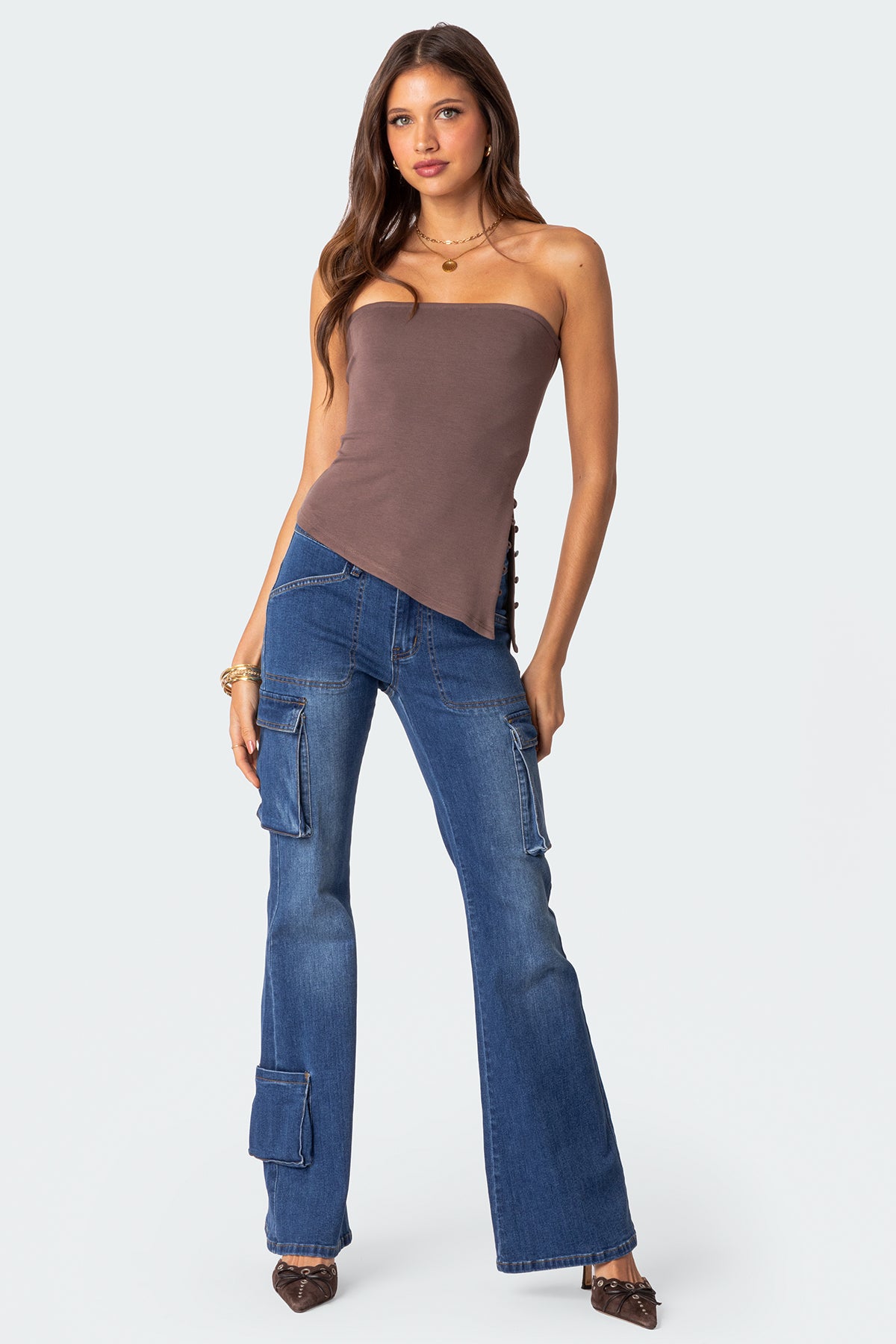 Roslyn Low Rise Flared Cargo Jeans