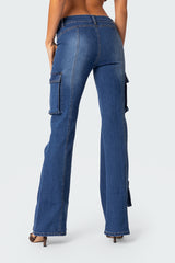 Roslyn Low Rise Flared Cargo Jeans