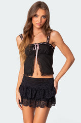 Peony Split Front Lacey Top