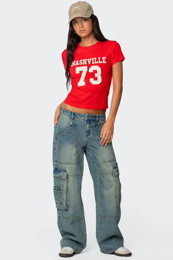 Westie Washed Low Rise Baggy Cargo Jeans