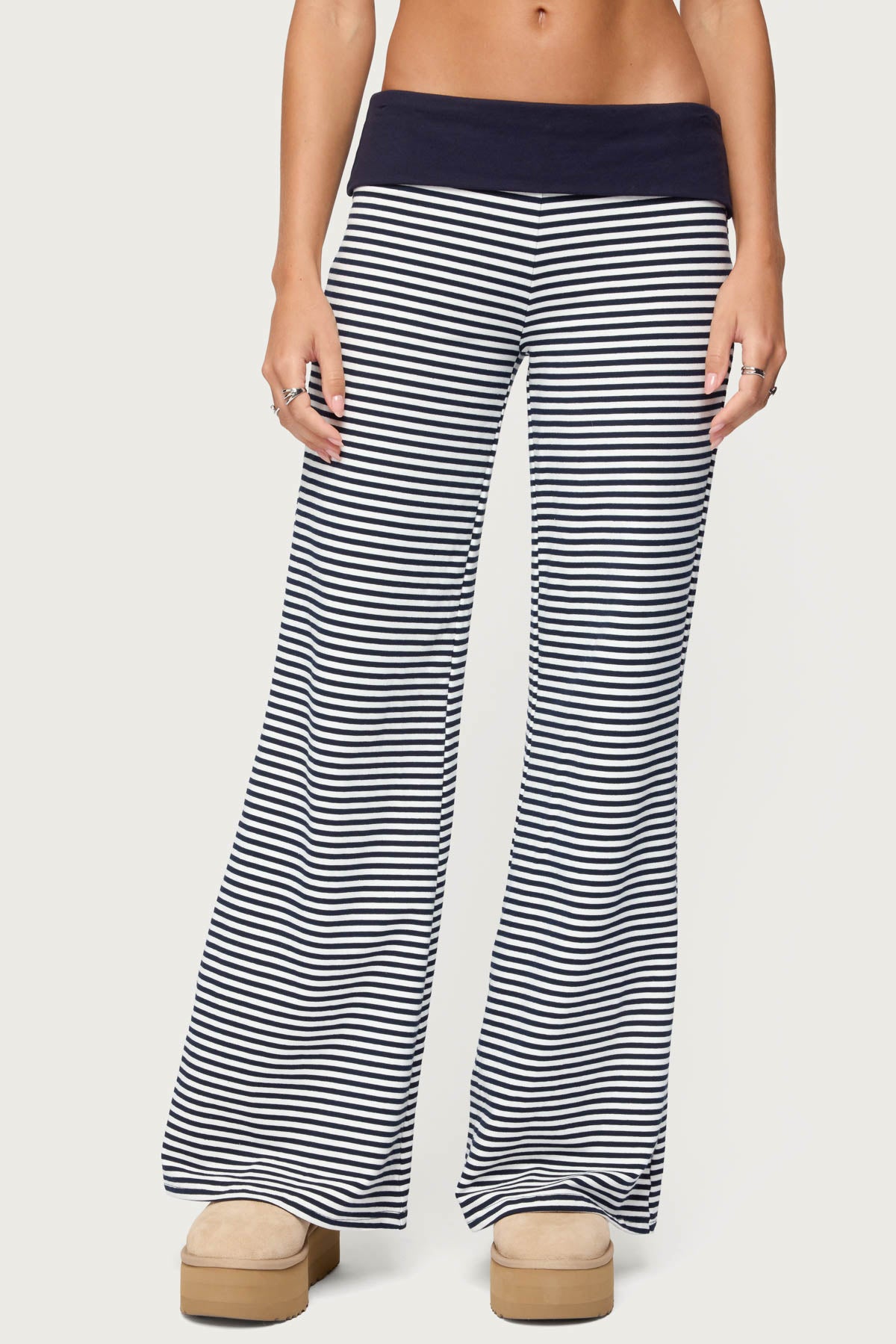 Meggy Striped Fold Over Pants