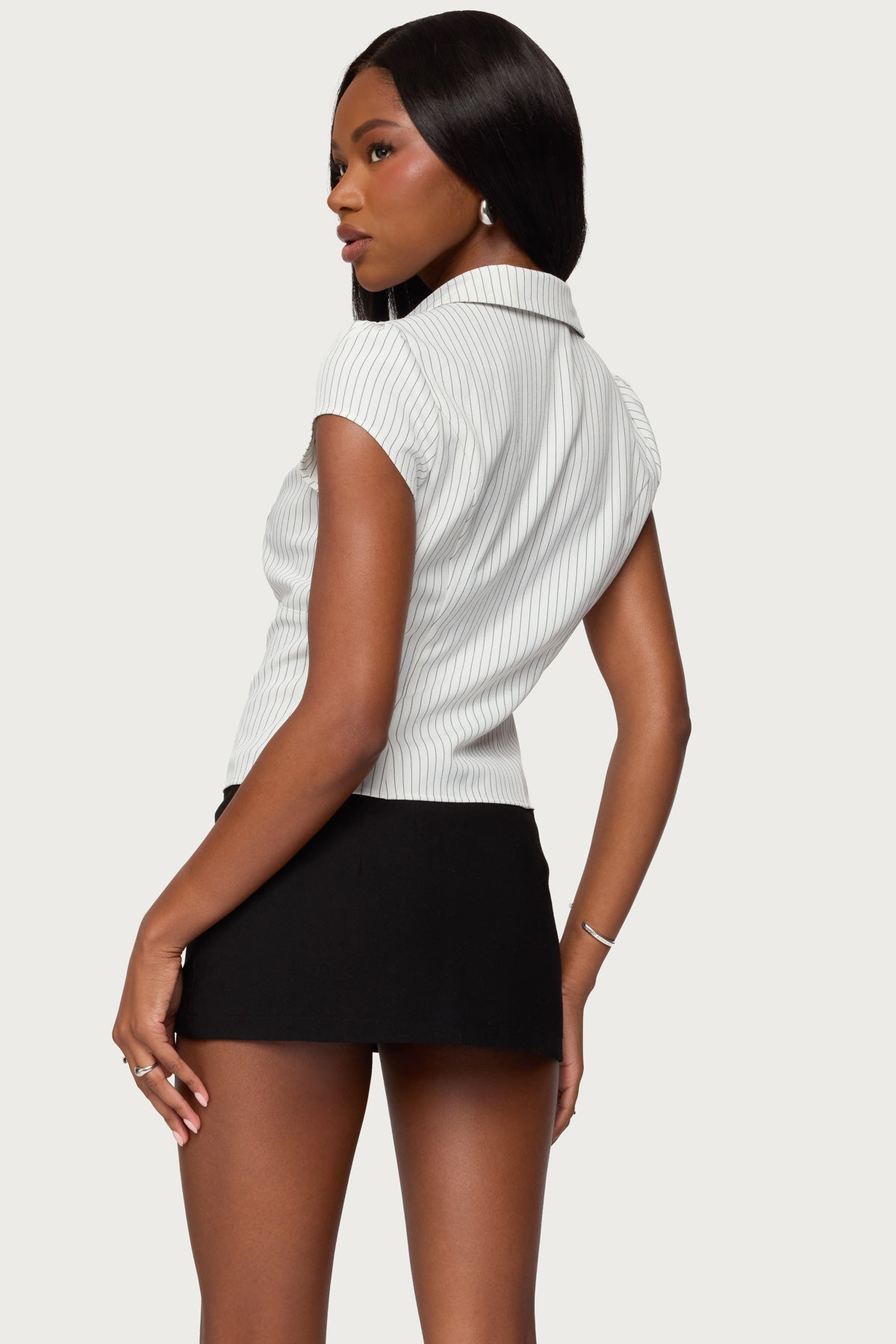 Juney Pinstripe Tailored Button Up Shirt