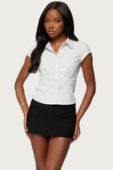 Juney Pinstripe Tailored Button Up Shirt