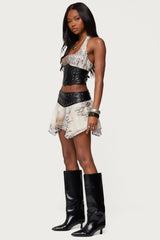 Letta Printed Chiffon Mini Skirt