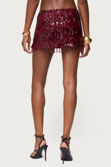 Dalis Fringed Sequin Mini Skirt