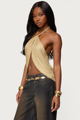 Stasia Sparkly Knit Split Front Top