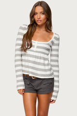 Lockie Striped Knit Babydoll Top