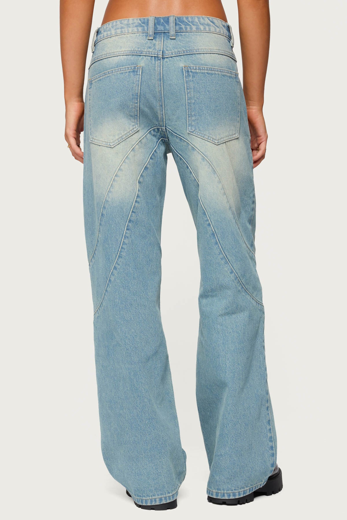 Kiria Stitched Low Rise Baggy Jeans