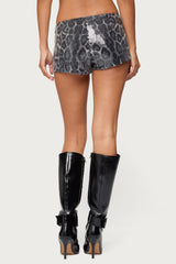 Sequin Leopard Printed Micro Shorts