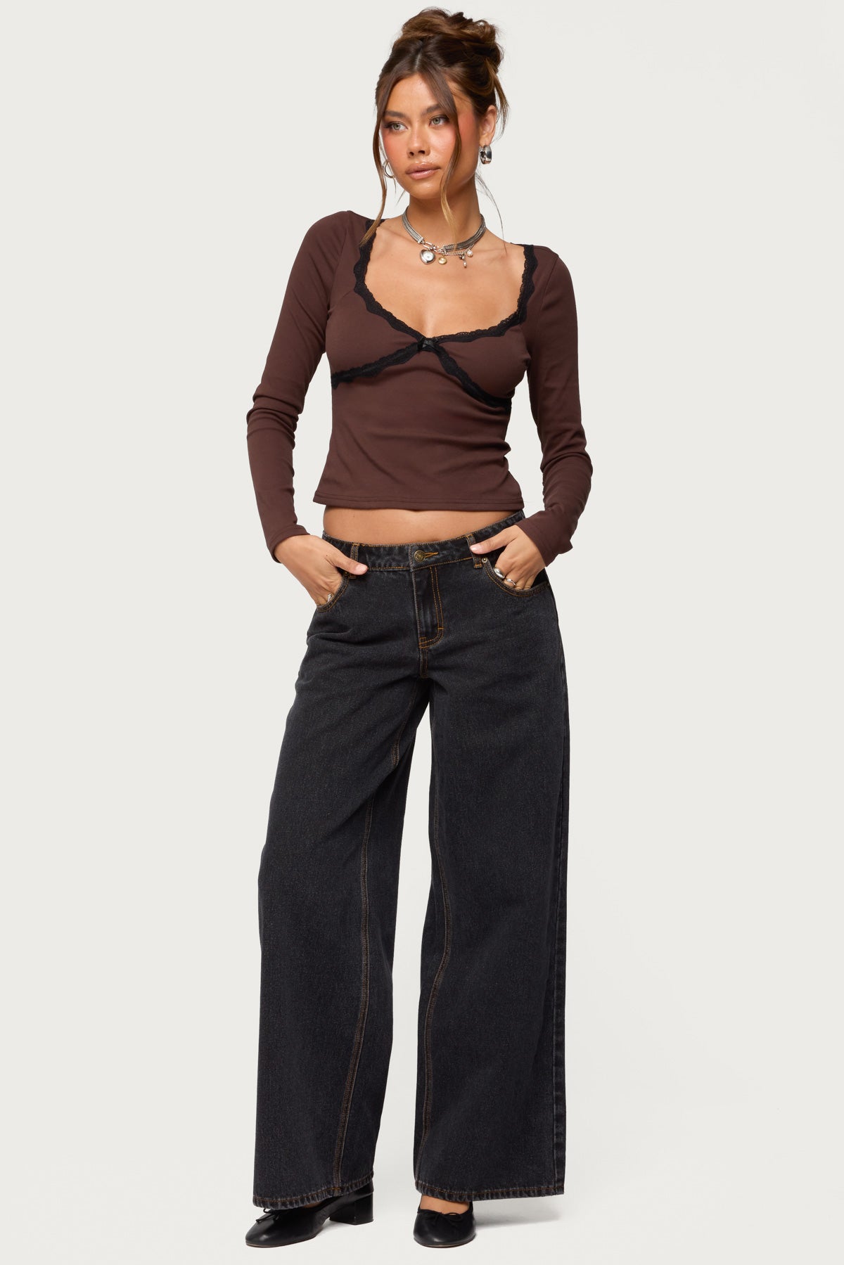 Porta Contrast Lacey Top