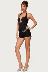 Stassy Abstract Cutout Halter Top