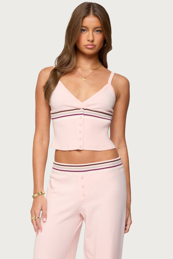 Miya Stripey Ribbed Knit Tank Top