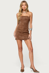 Carina Strapless Faux Suede Mini Dress