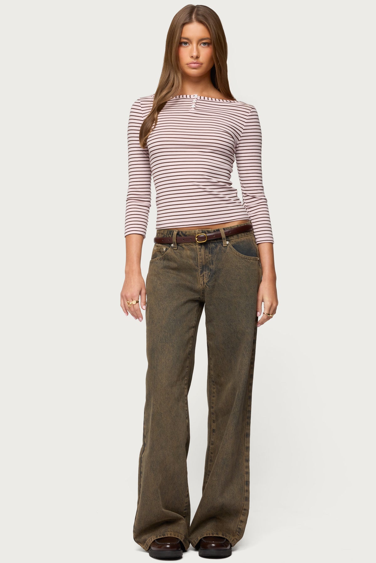 Avigyle Striped Boat Neck Top