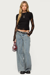 Layered Lace Sleeve T Shirt