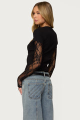 Layered Lace Sleeve T Shirt