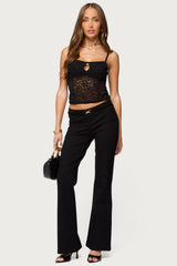 Janice Sheer Lace Keyhole Tank Top