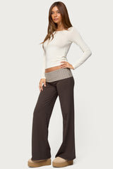 Meshey Striped Fold Over Pants