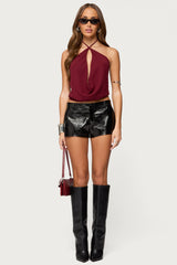 Matilde Faux Crocodile Leather Shorts