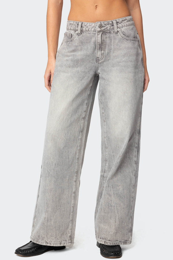 Magda Acid Wash Low Rise Baggy Jeans