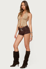 Studded Backless Split Front Top