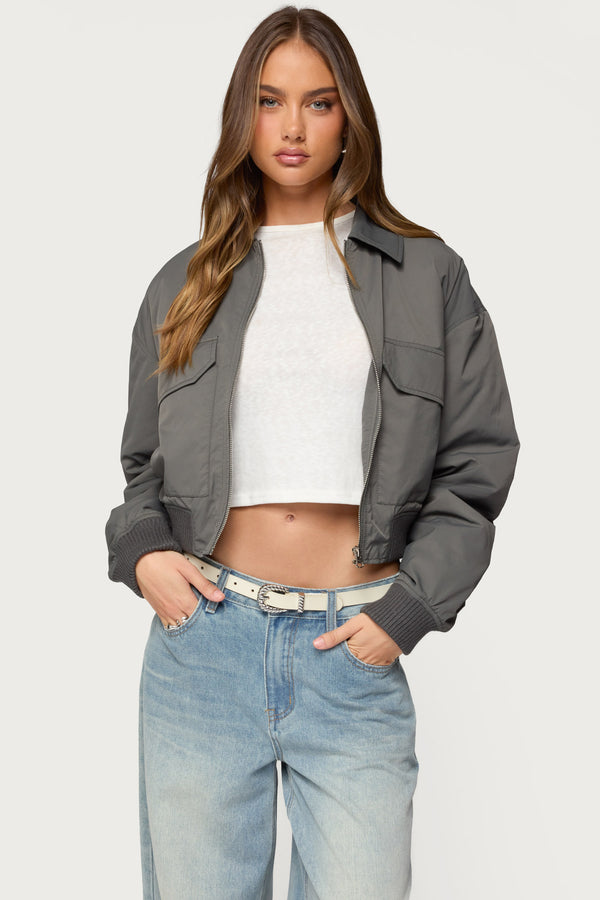 Dolan Ruched Oversized Bomber Jacket