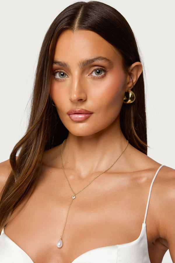 Cascading Pearly Rhinestone Necklace