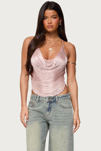 Elenie Fringed Cowl Neck Top