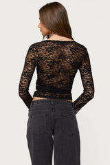 Medora Sheer Lace Wrap Top