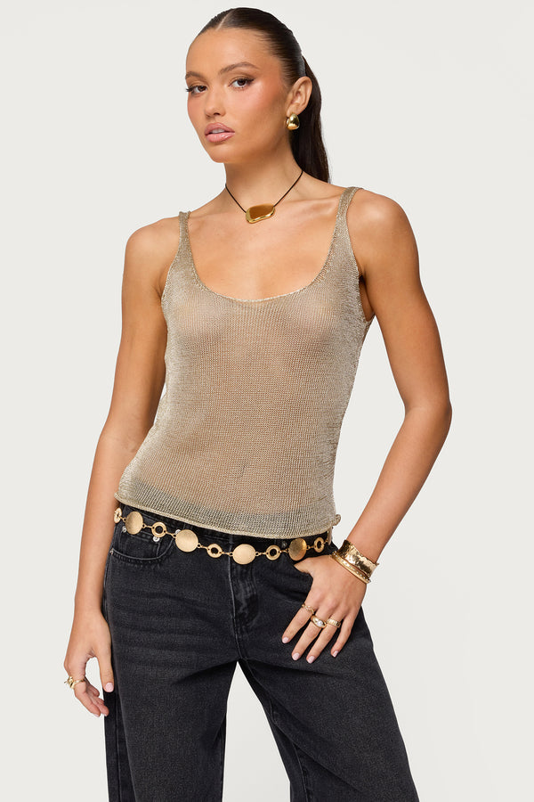 Meena Shiny Knit Tank Top