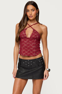 Tyra Crisscross Lace Boned Top