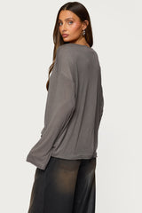 Oversized Semi Sheer Long Sleeve T Shirt