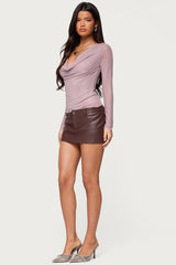 Marena Rhinestone Cowl Neck Top