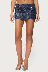 Sora Sequin Denim Mini Skort