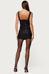 Julieta Sequin Slit Mini Dress