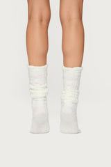 Stripey Fuzzy Scrunch Socks