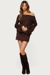 Off Shoulder Sequin Knit Mini Dress