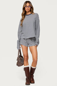 Jainee Striped Drawstring Shorts