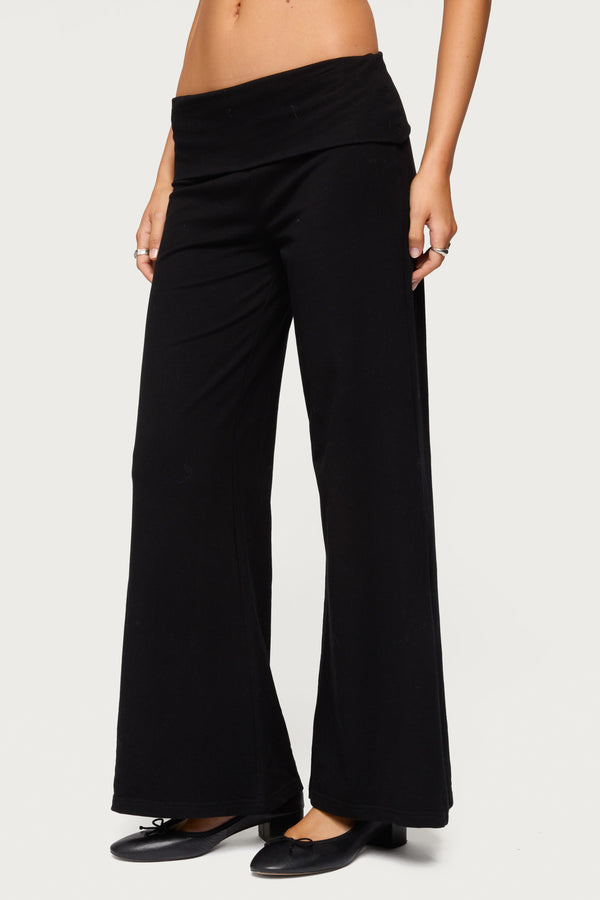 Petite Wide Leg Fold Over Pants