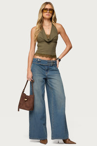 Double Buckle Low Rise Baggy Jeans