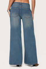 Double Buckle Low Rise Baggy Jeans
