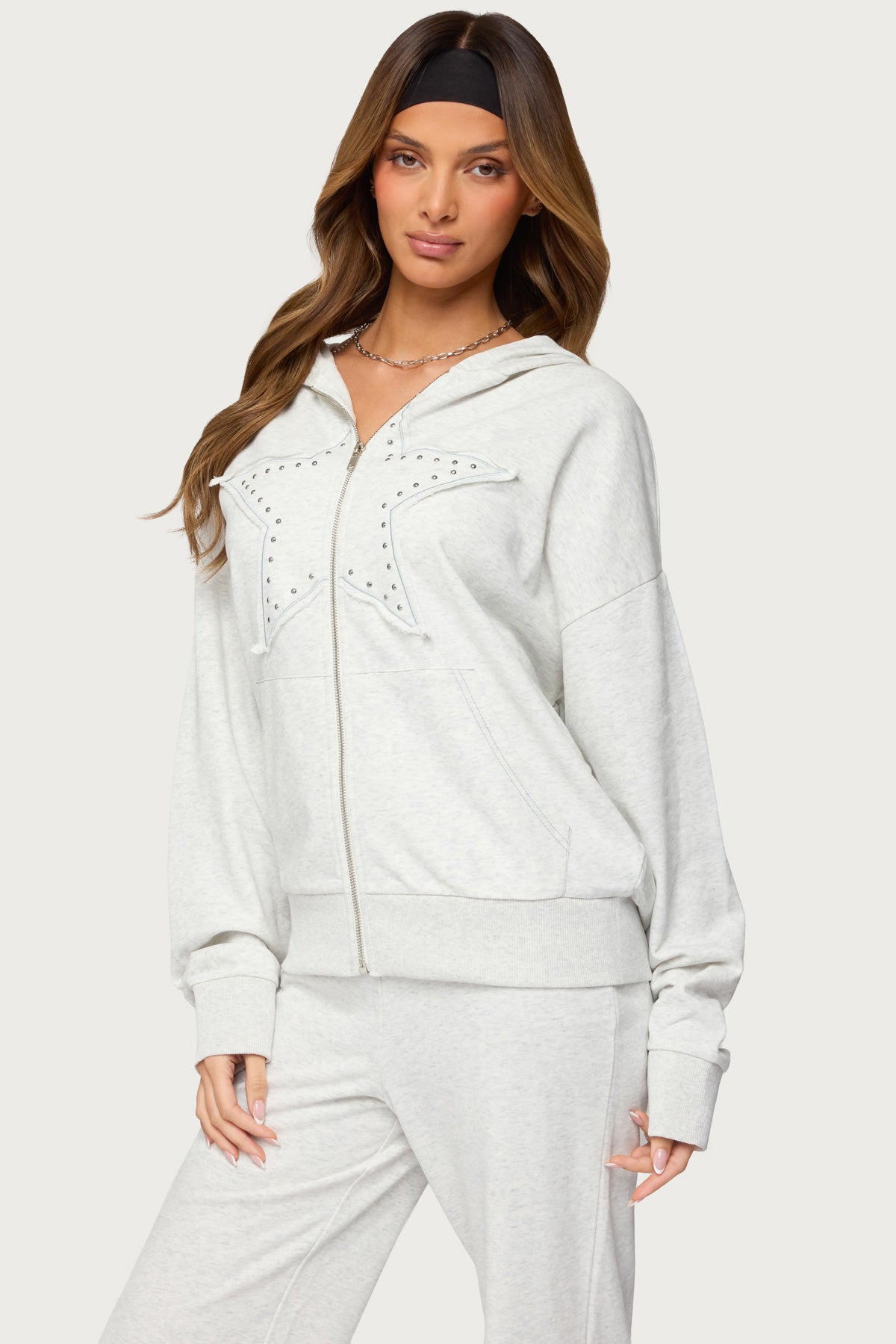 Briela Star Studded Zip Up Hoodie