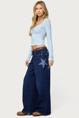 Trish Stars Low Rise Baggy Jeans