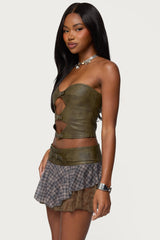 Varley Buckle Cutout Faux Leather Top