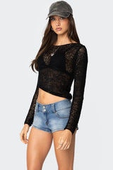 Sheer Loose Knit Asymmetric Top