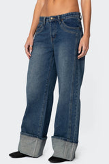 Vesper Cuffed Low Rise Baggy Jeans